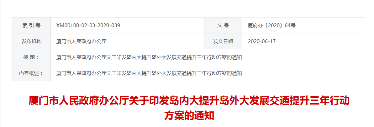 官方发布!154个!超2000亿!厦门未来3年交通发展清单…