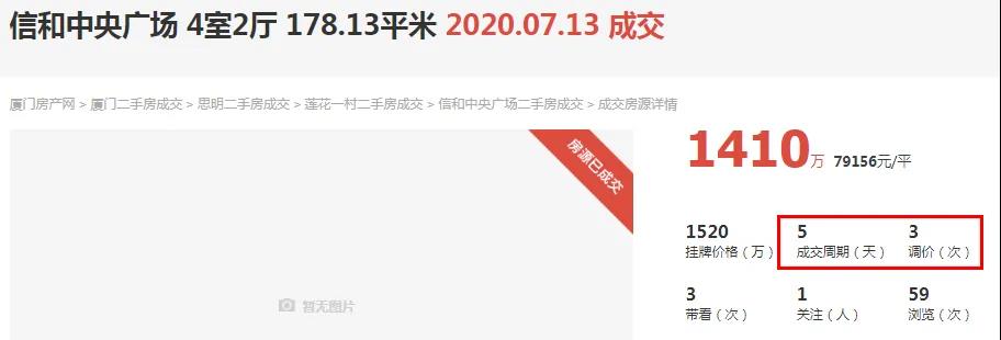 7.9万/㎡!厦门这套房源5天成交!高出隔壁小区1.9万/㎡
