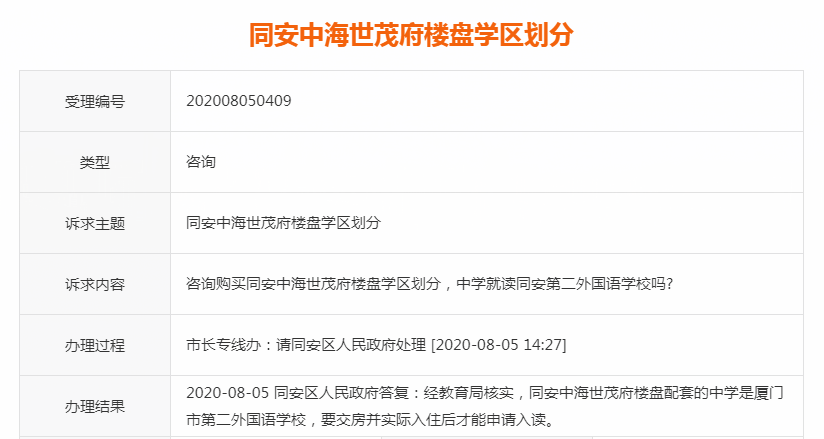中海世茂府配套厦门第二外国语学校?官方回复来了