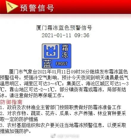 冷!今晚厦门部分地区可达-2℃!本周气温还将大起大落…