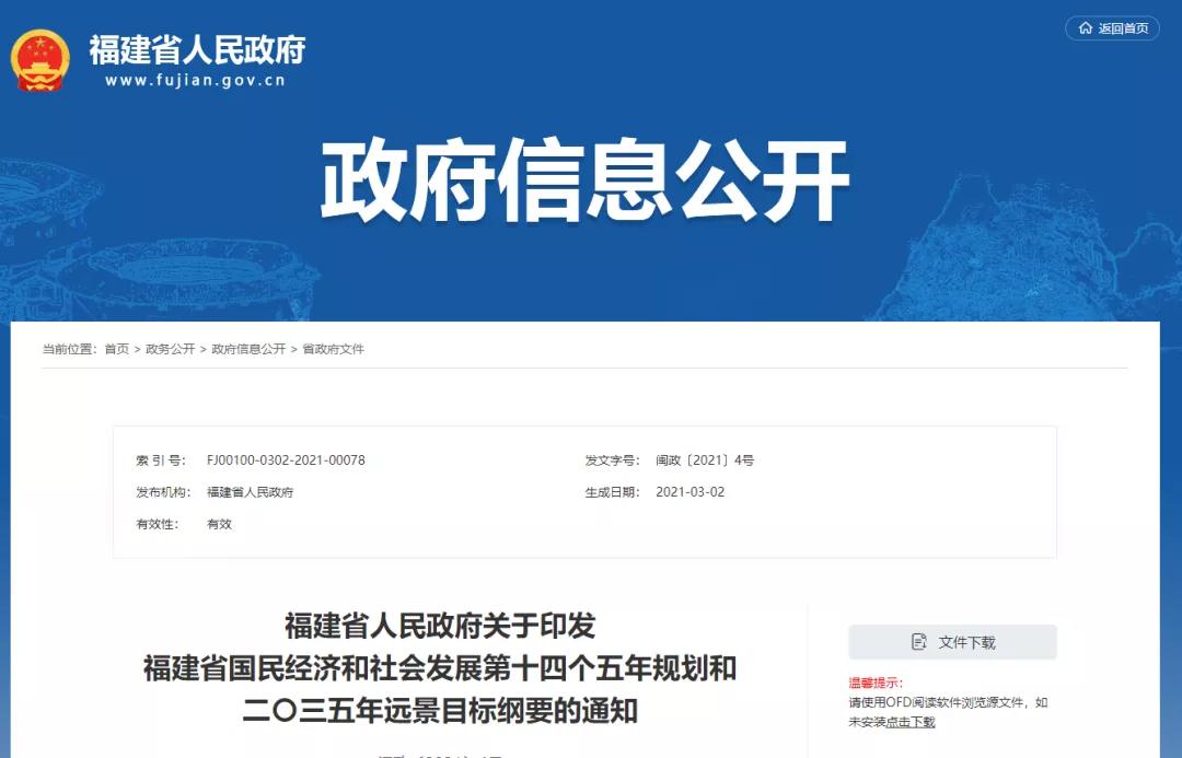 正式发文!未来五年福建这么干