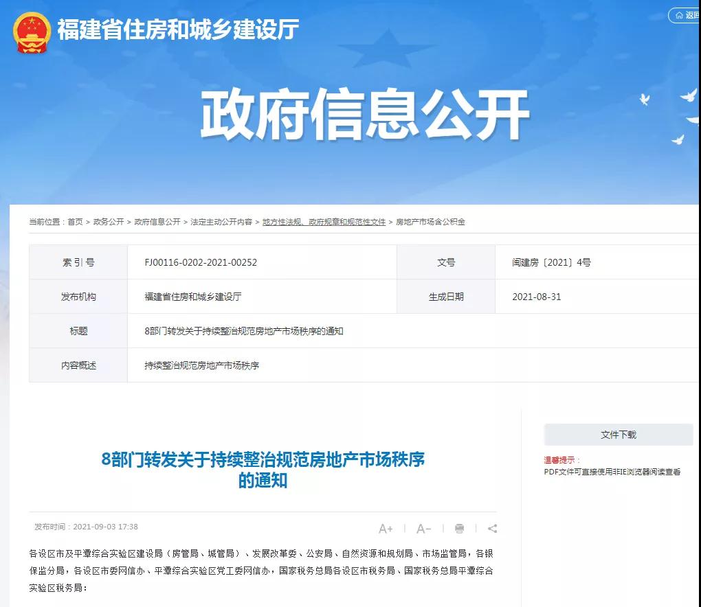 重磅!福建8部门联合发文 这些房地产乱象将被整治