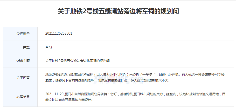 五缘湾出入境办证中心附近规划为轨道交通用地