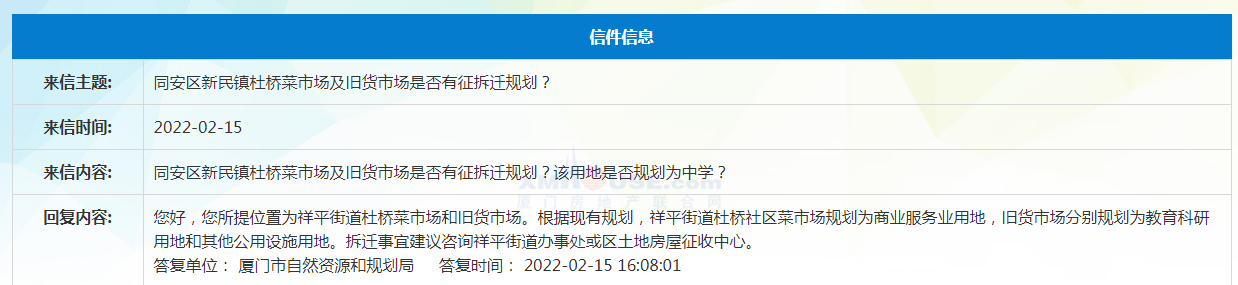 同安新民镇规划有商业服务业/教育科研用地 位于…