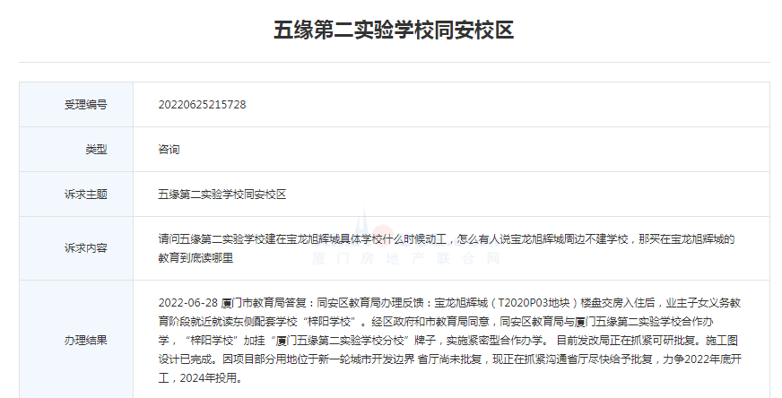 五缘第二实验学校同安分校力争年底开工2024年投用